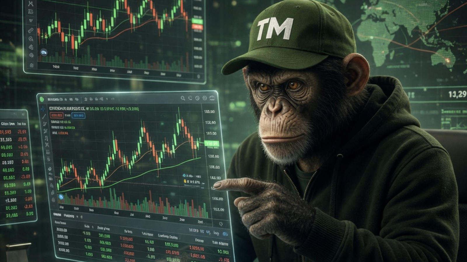Trade Monkey hero image showing entry zone versus late market entry
