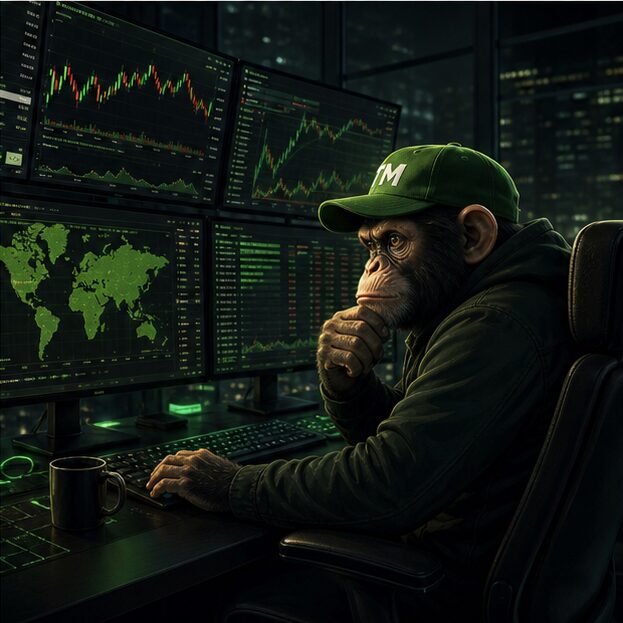 Trade Monkey at a trading desk